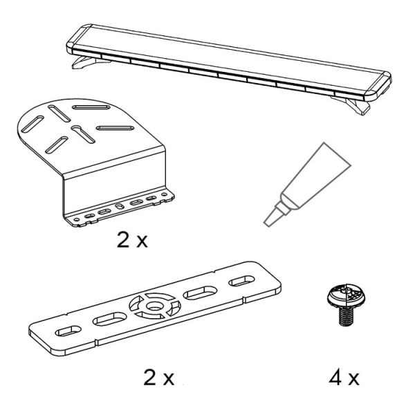 Kit verlichtingsbalk Vito 14- (voor-/achterkant)